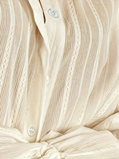 Blouse à Manches Longues avec Détails en Dentelle Verticale pour Femmes | Idéal pour le Bureau et les Occasions Quotidiennes