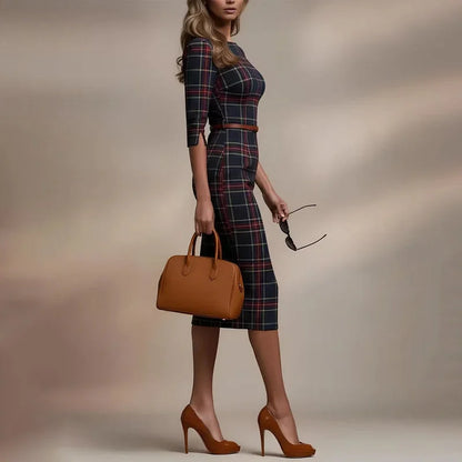Robe Midi Structurée Avec Coupe Ajustée Et Taille Marquée Pour Femme | Idéal Pour Usage Quotidien Et Occasions