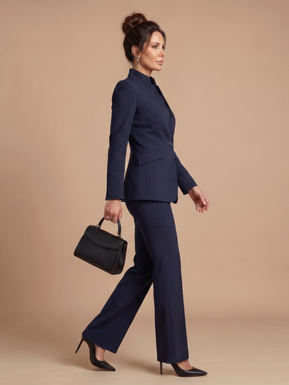 Ensemble tailleur à col montant pour femmes