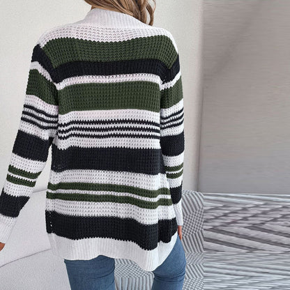Cardigan à rayures ouvert pour femmes