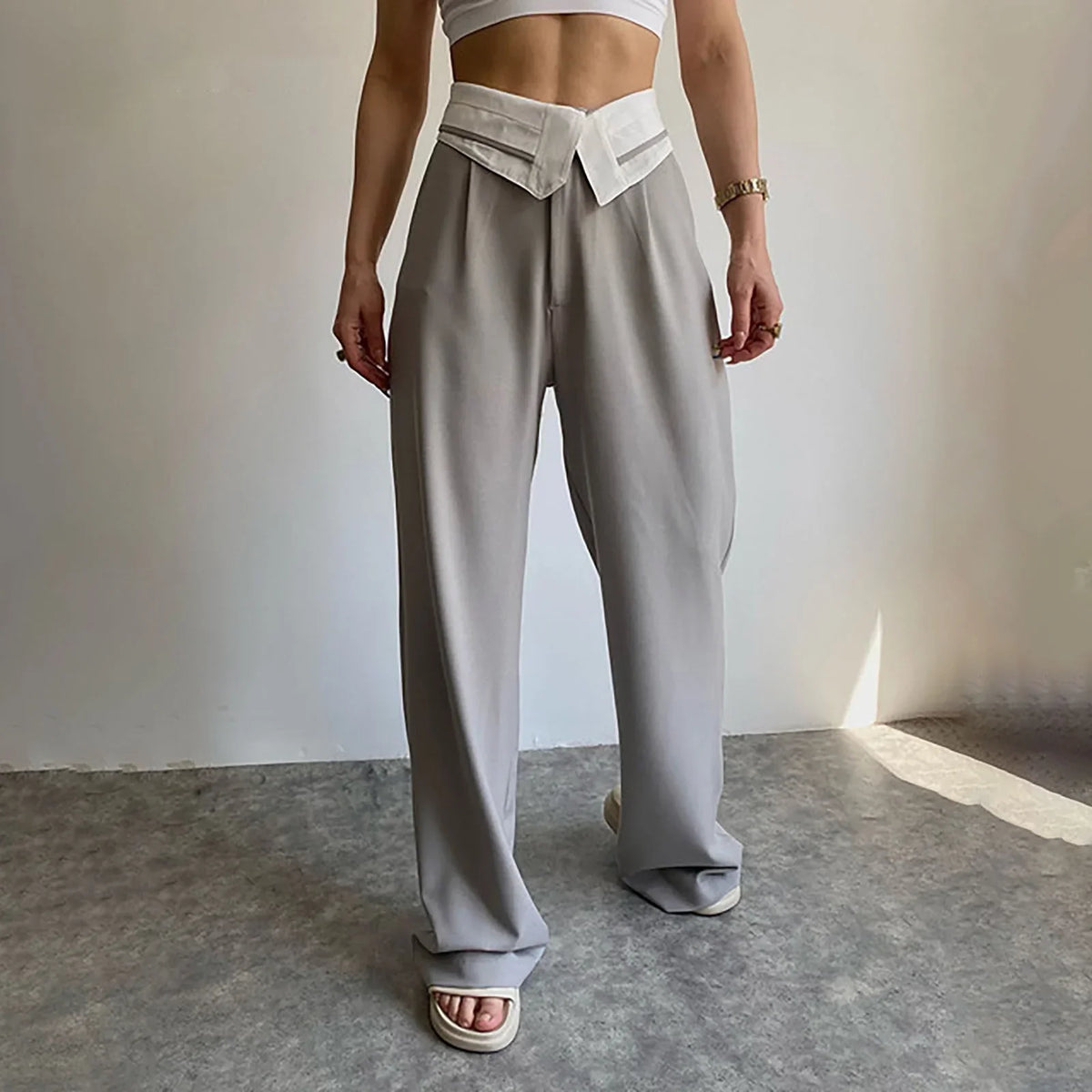 Pantalon à Jambe Large avec Ceinture Élastique et Poches Latérales pour Femme | Idéal pour un Usage Quotidien