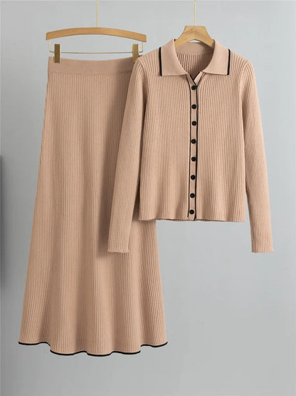 Ensemble Deux Pièces Cardigan Et Jupe Pour Femme | Idéal Pour Usage Quotidien Et Saisonnier