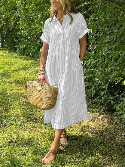 Robe Longue avec Col et Boutonnage Frontal pour Femme | Idéal pour l'Été Décontracté