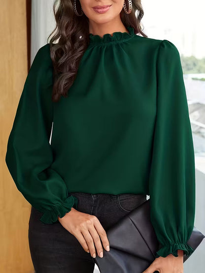Blouse À Col Volanté Et Manches Bouffantes Pour Femmes | Idéal Pour Usage Quotidien Ou Occasions Décontractées