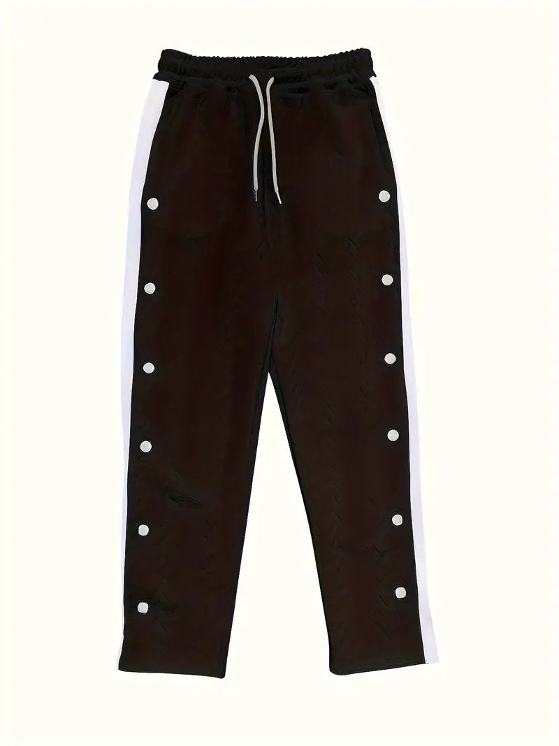 Pantalon Large avec Boutons Latéraux et Taille à Cordon pour Homme | Idéal pour un Usage Quotidien