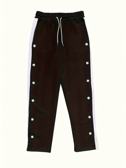 Pantalon Large avec Boutons Latéraux et Taille à Cordon pour Homme | Idéal pour un Usage Quotidien