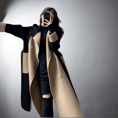 Manteau Bicolore avec Coupe Droite pour Femmes | Idéal pour l’Hiver
