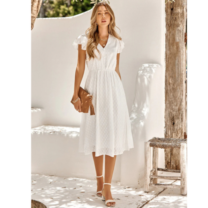 Robe D'Été À Manches Courtes Avec Volants Pour Femme | Idéale Pour Sorties Estivales Et Activités Quotidiennes