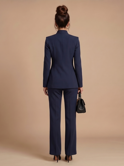 Ensemble tailleur à col montant pour femmes