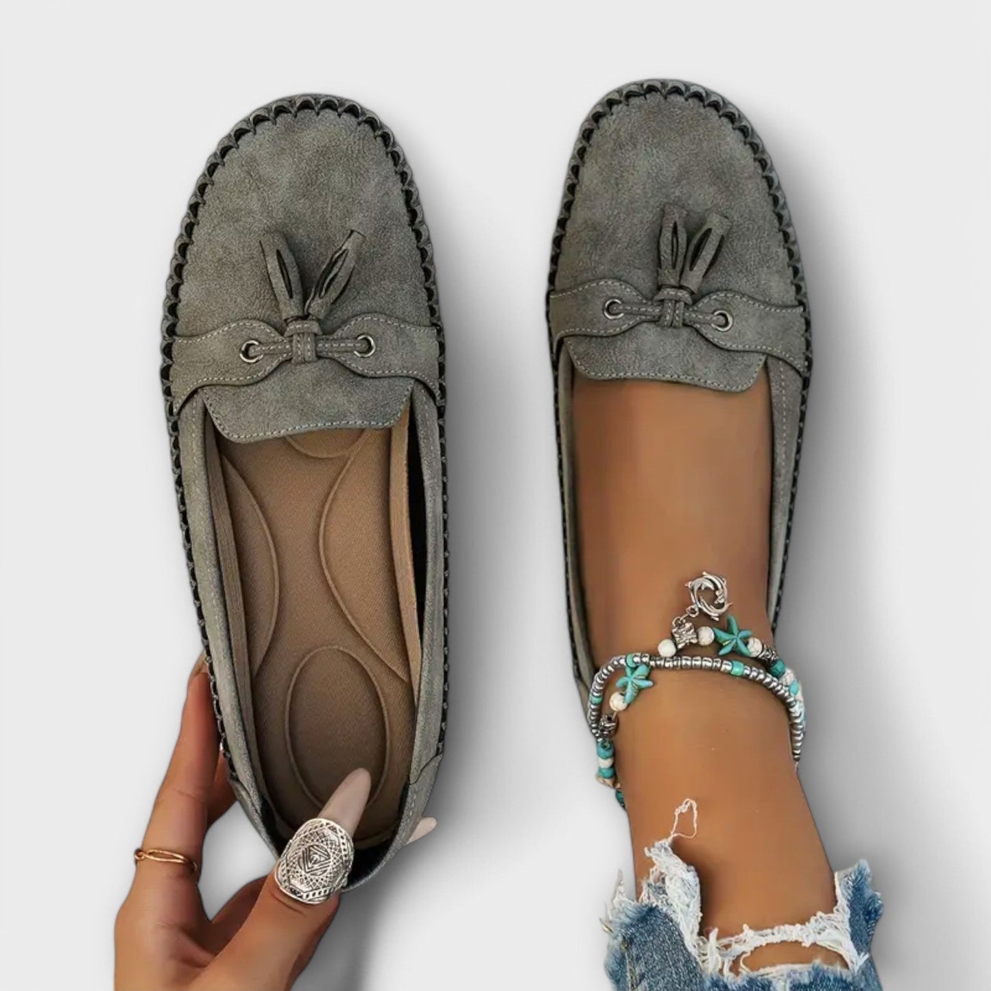 Mocassins à glands à enfiler avec semelle plate pour femmes | Idéal pour le bureau