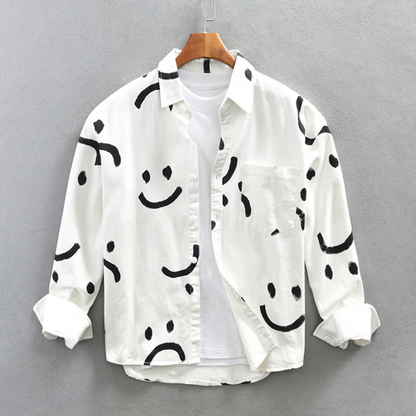 Chemise À Manches Longues Pour Homme Avec Imprimé Smiley | Idéale Pour Usage Quotidien