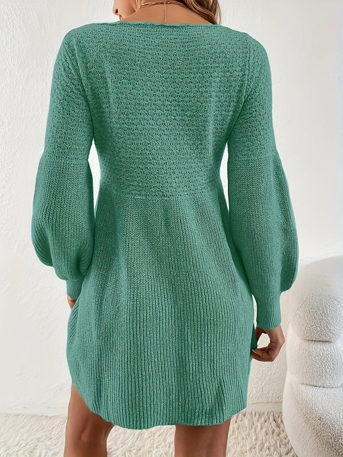 Robe Trapèze Avec Texture Côtelée Et Manches Longues Pour Femmes | Idéale Pour Mi-Saison Et Occasions Quotidiennes