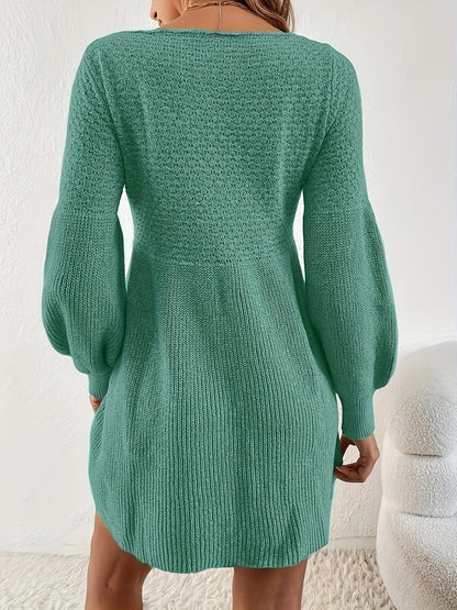 Robe Trapèze Avec Texture Côtelée Et Manches Longues Pour Femmes | Idéale Pour Mi-Saison Et Occasions Quotidiennes