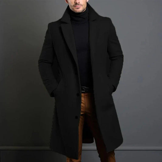 Manteau Long à Col Classique pour Homme | Idéal pour les Journées Fraîches