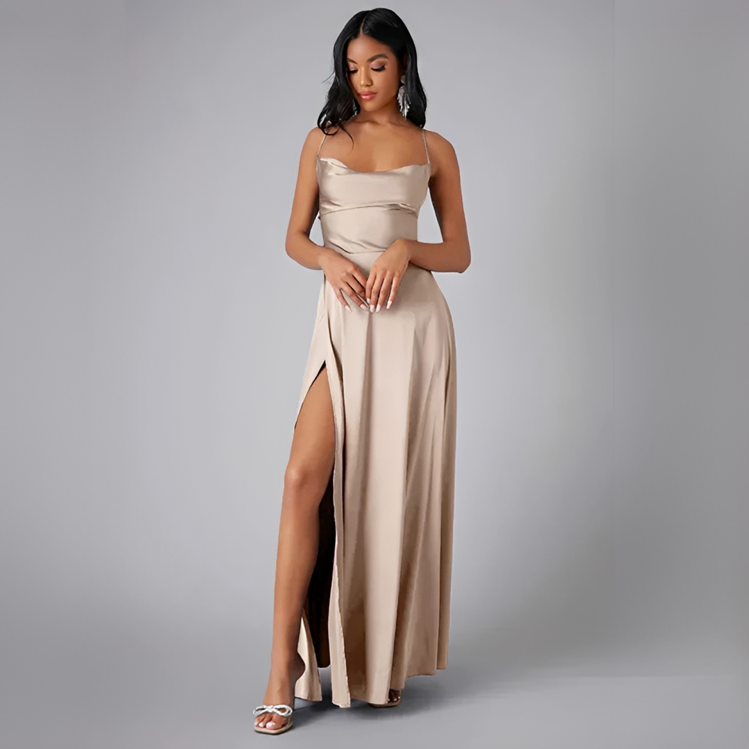 Robe Longue À Bretelles Avec Fente Haute Pour Femmes | Idéale Pour Soirées Et Événements Formels