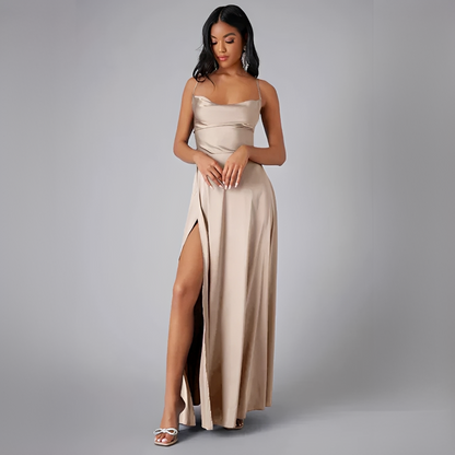 Robe Longue À Bretelles Avec Fente Haute Pour Femmes | Idéale Pour Soirées Et Événements Formels
