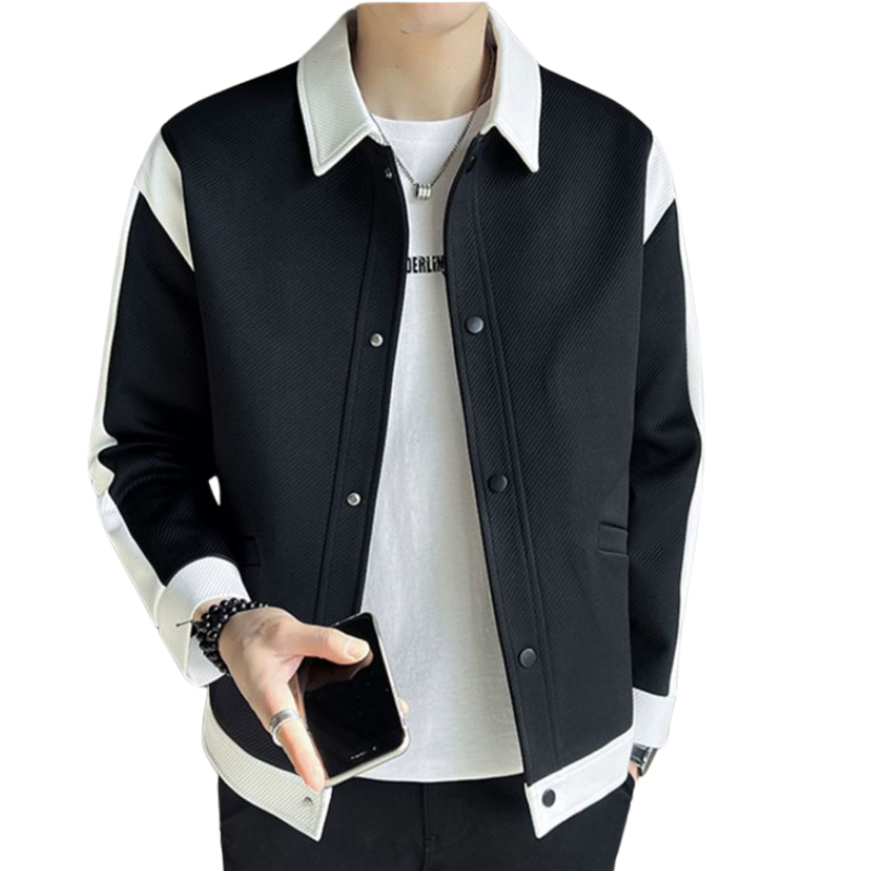 Veste Patchwork avec Col Classique et Fermeture à Pression pour Homme | Idéale pour un Usage Quotidien et Décontracté