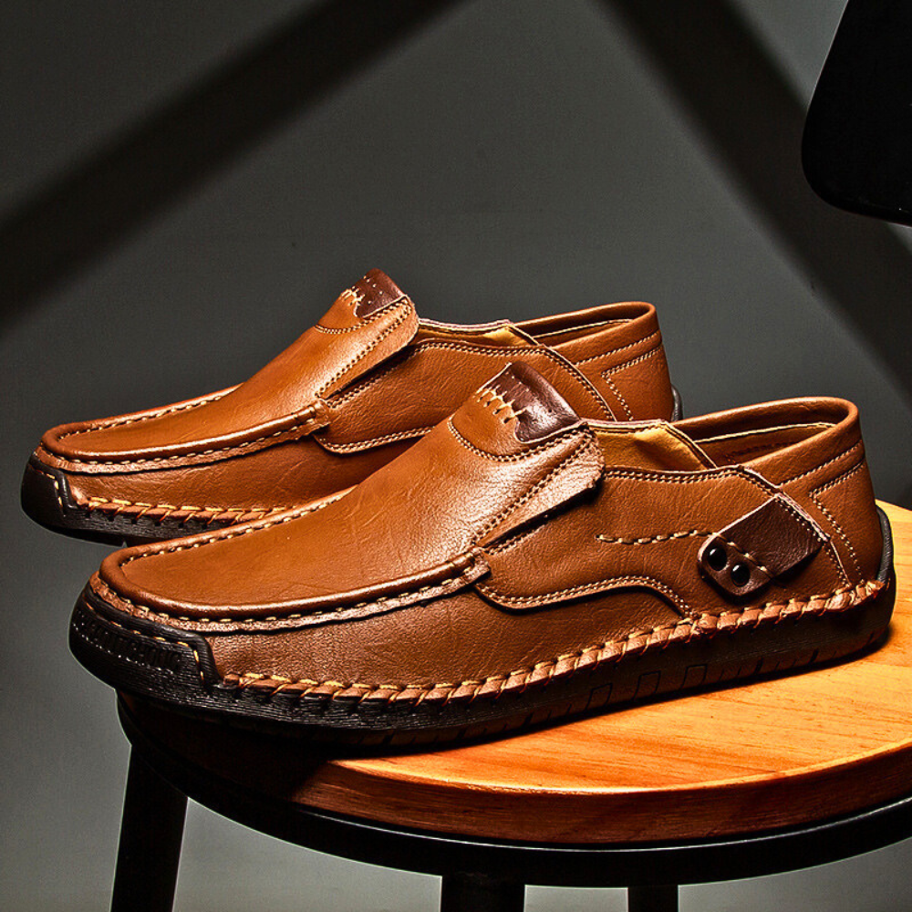 Mocassin sans lacets à coutures apparentes pour hommes | Idéal pour les sorties en journée