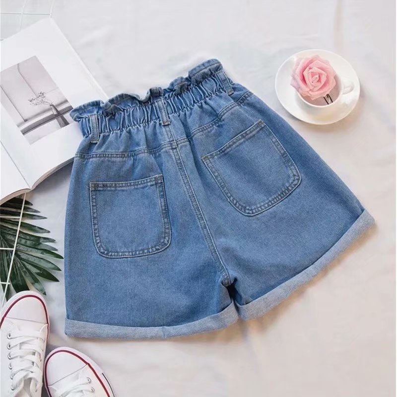 Short Denim Taille Haute Avec Ourlet Replié Pour Femmes | Idéal Pour L’été