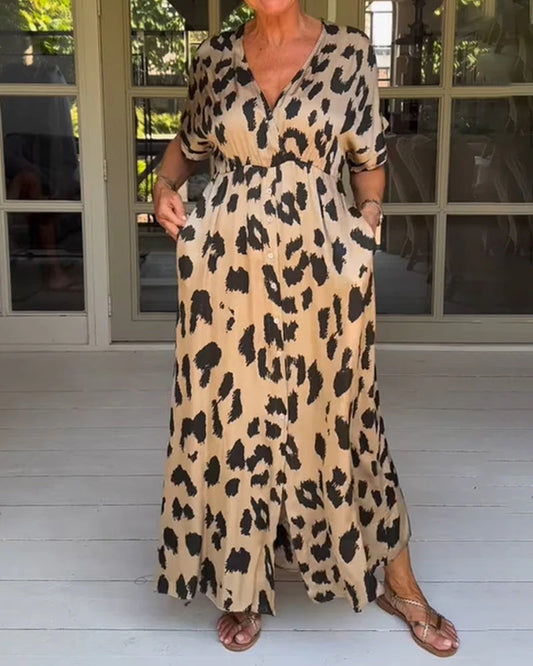 Robe Longue à Imprimé Animalier pour Femme | Idéale pour les Soirées et Sorties en Ville
