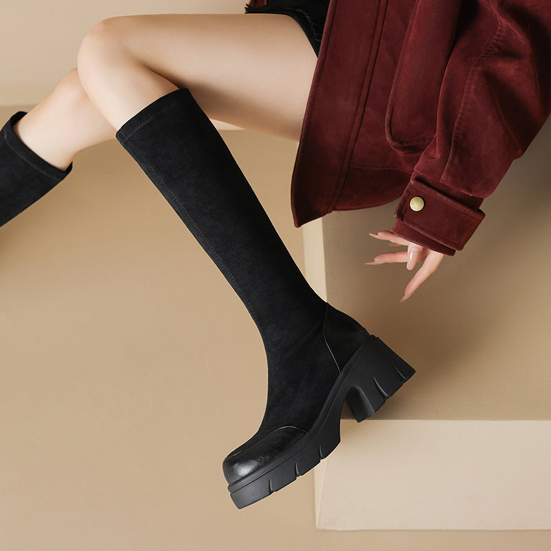 Bottes hautes à bout rapporté pour femmes