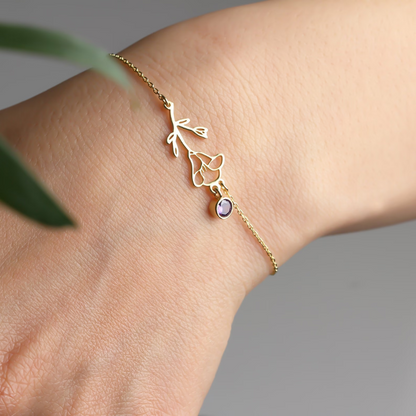 Bracelet fleur avec pierre de naissance pour femmes