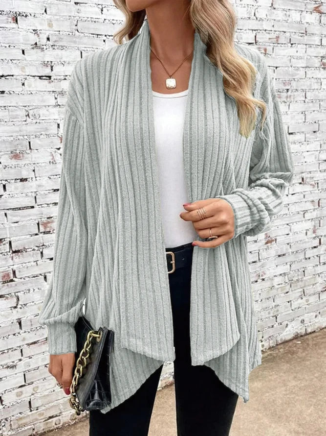 Cardigan côtelé à devant ouvert pour femme | Idéal pour l'automne