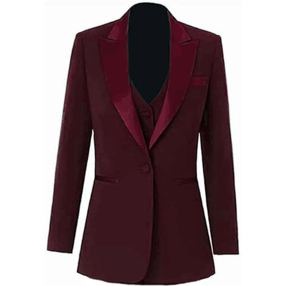 Ensemble Trois Pièces Avec Blazer, Gilet Et Pantalon Ajusté Pour Femmes | Idéal Pour Tenues Professionnelles Et Quotidiennes