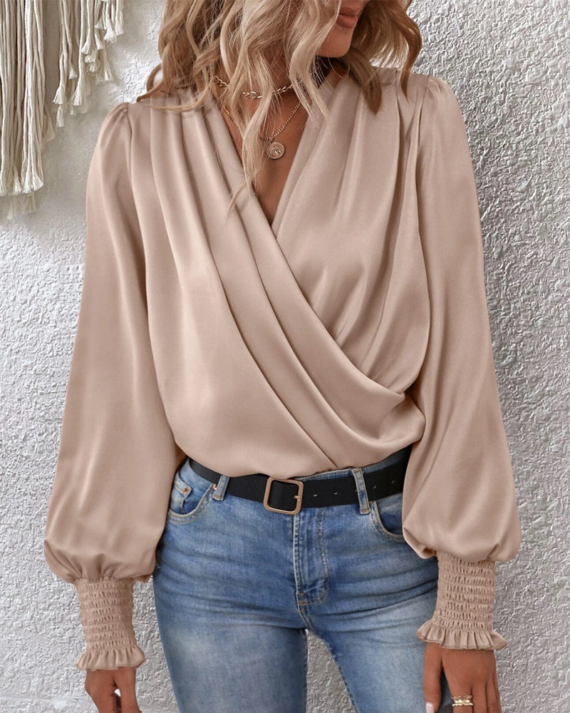 Blouse À Encolure En V Et Coupe Ajustée Pour Femme | Idéale Pour Le Quotidien