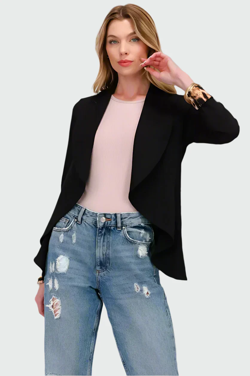 Blazer Léopard à Manches Relevées et Devant Ouvert pour Femme | Idéal pour Tenues Décontractées ou Festives