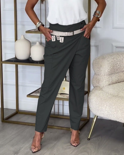 Pantalon Patchwork avec Ceinture pour Femme | Idéal pour Toutes les Saisons