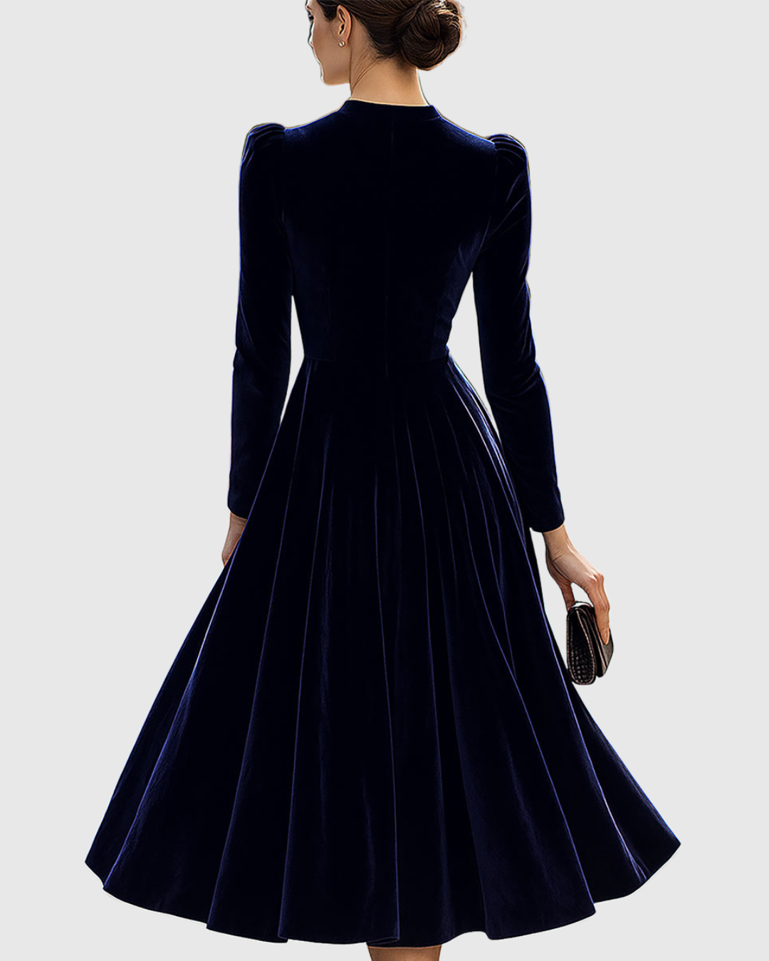 Robe Midi En Velours Avec Coupe Ajustée Et Jupe Évasée Pour Femme | Idéale Pour Les Soirées Et Événements Formels