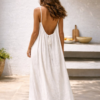 Robe Maxi Dos Nu à Bretelles Réglables pour Femme | Idéale pour les Journées Estivales et les Sorties Décontractées