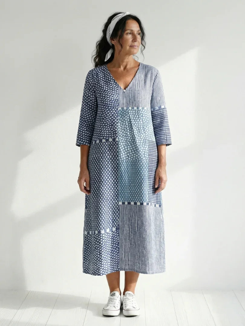 Robe midi à motifs patchwork pour femmes