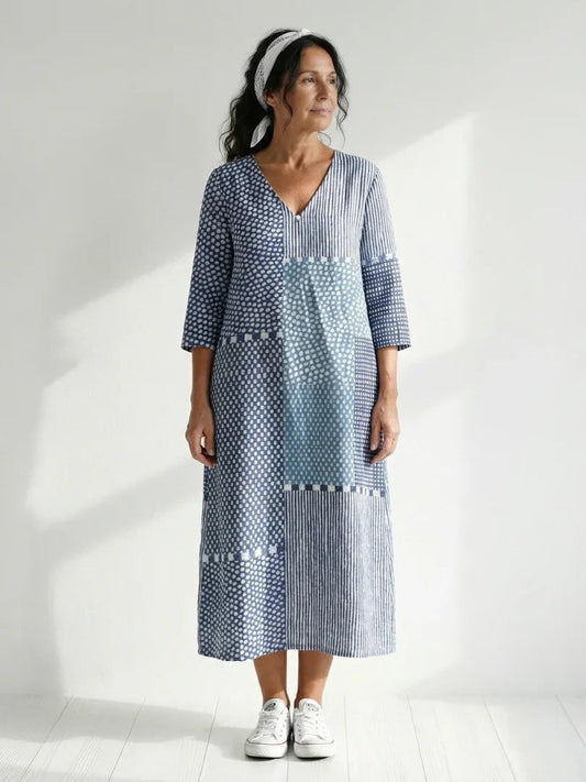Robe midi à motifs patchwork pour femmes