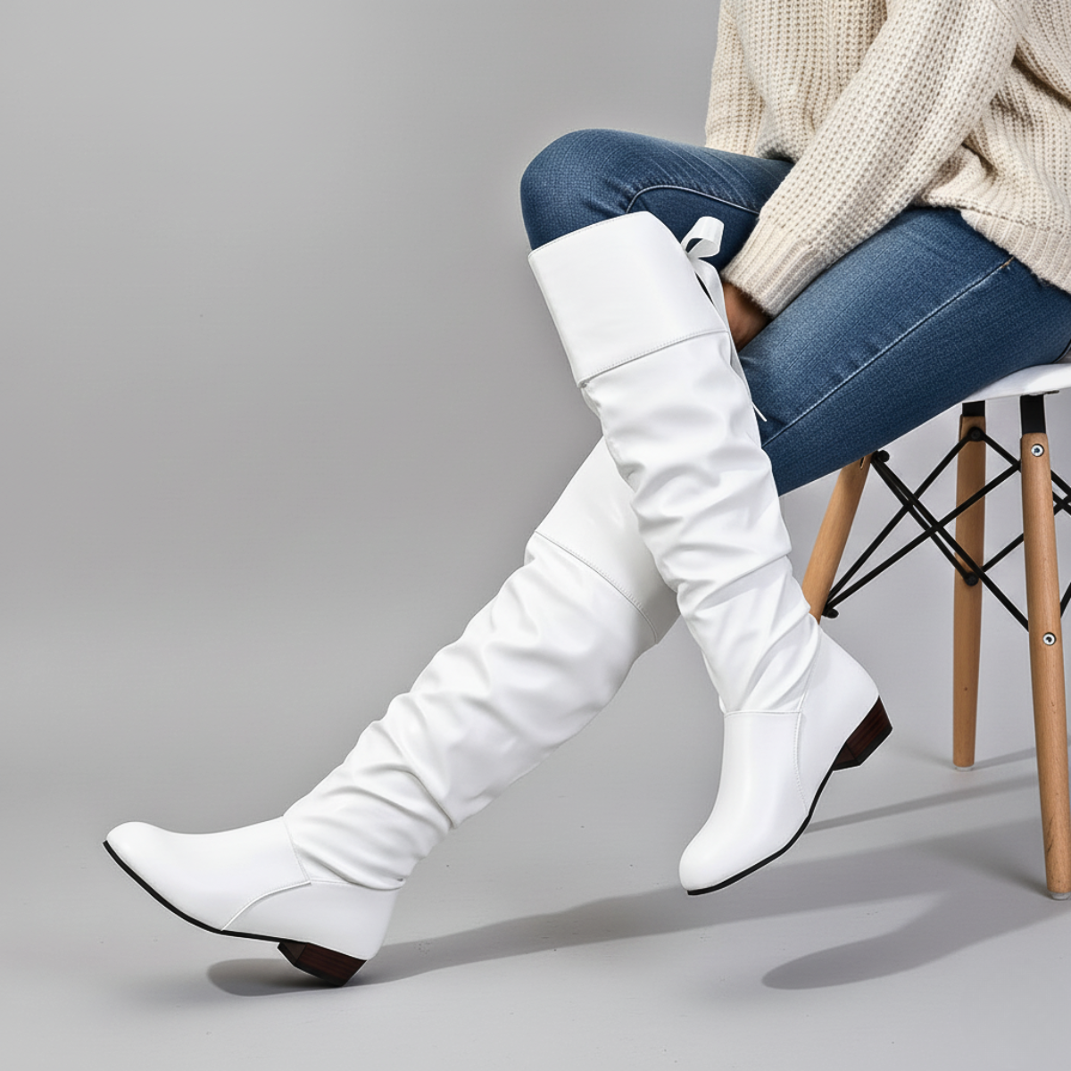 Bottes Cuissardes À Tige Froncée Pour Femme Idéales Pour L'automne Et L'hiver