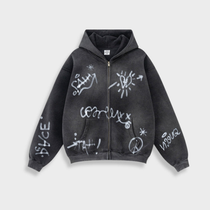 Sweat à Capuche Oversize avec Imprimé Graffiti pour Adultes | Idéal pour les Tenues Urbaines