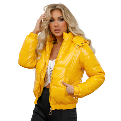 Veste Brillante avec Capuche pour Femme | Idéale pour l’Hiver et le Quotidien