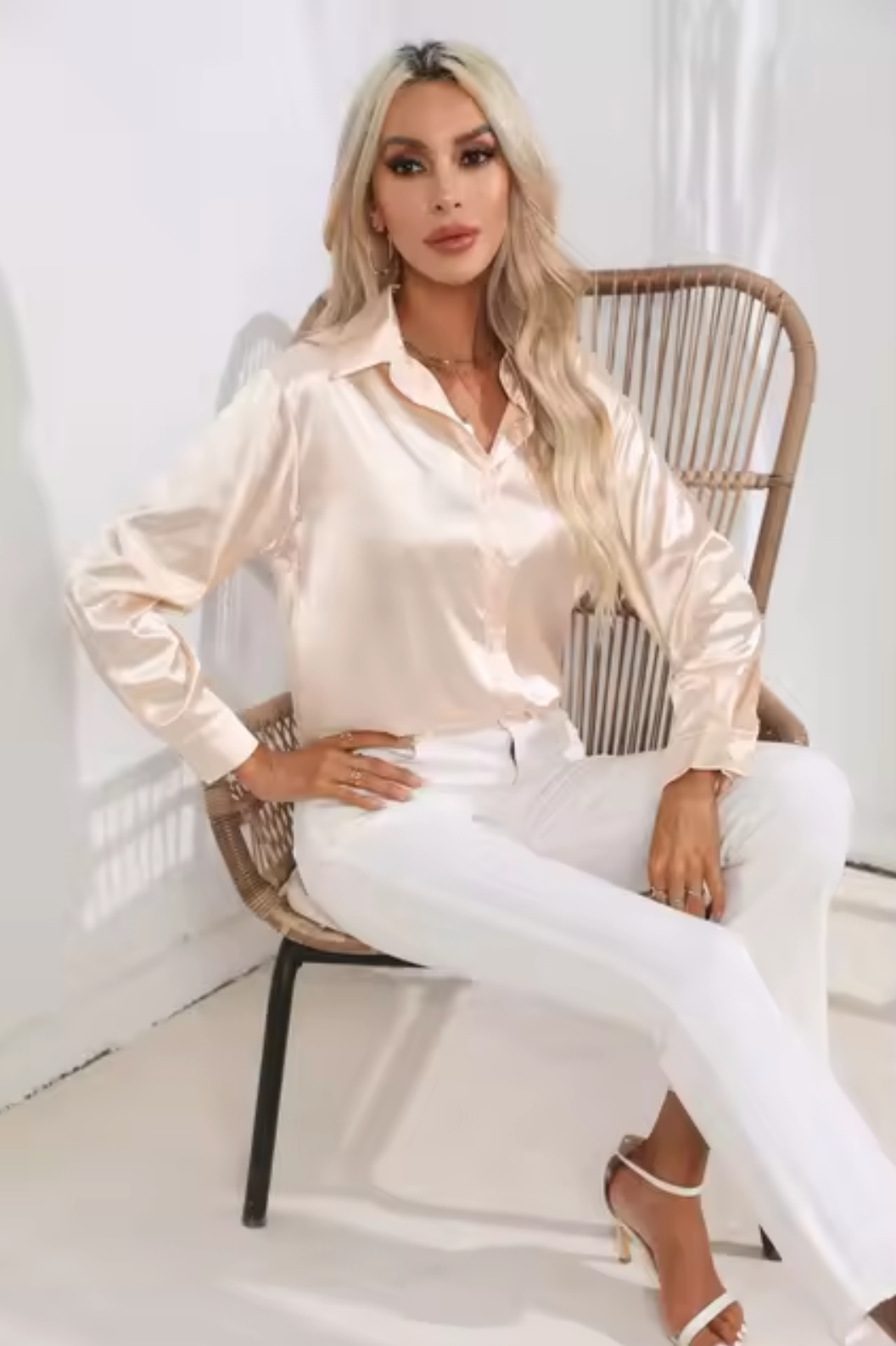 Blouse à Manches Longues avec Fini Subtil pour Femme | Idéale pour le Travail et le Quotidien