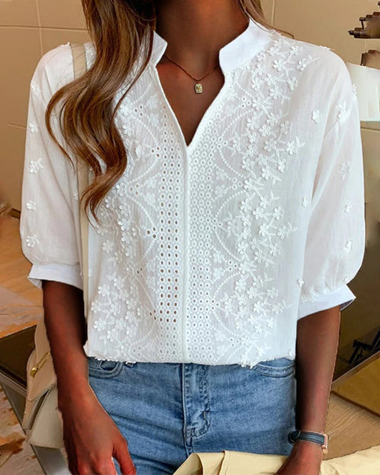 Blouse Blanche à Manches Bouffantes pour Femmes | Idéale pour le Bureau et les Occasions Quotidiennes