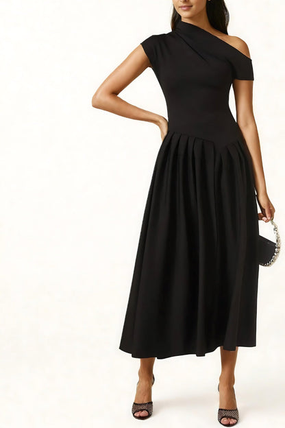 Robe Midi Asymétrique Avec Épaule Dénudée Pour Femme | Idéal Pour Soirées Et Événements