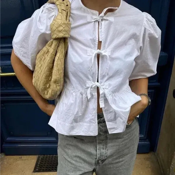 Blouse à Rayures avec Manches Bouffantes pour Femme | Idéale pour le Printemps et l'Été