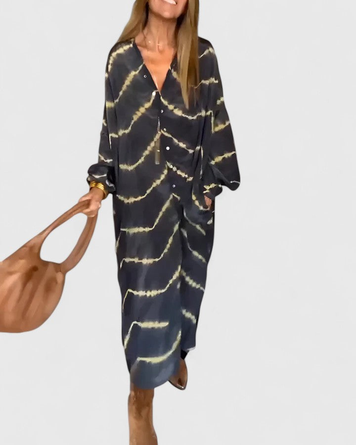 Robe Maxi À Rayures Chevron Avec Col En V Pour Femme | Idéale Pour Le Quotidien Et Les Sorties Décontractées