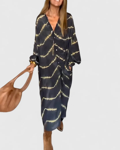 Robe Maxi À Rayures Chevron Avec Col En V Pour Femme | Idéale Pour Le Quotidien Et Les Sorties Décontractées