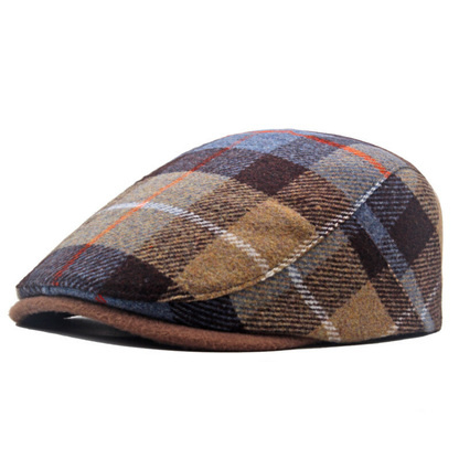 Casquette plate à carreaux pour hommes | Idéale pour l'automne et l'hiver