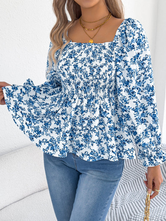 Top À Motif Floral Avec Encolure Cœur Et Détails À Volants Pour Femme | Idéal Pour Toutes Les Saisons Et Les Occasions Quotidiennes