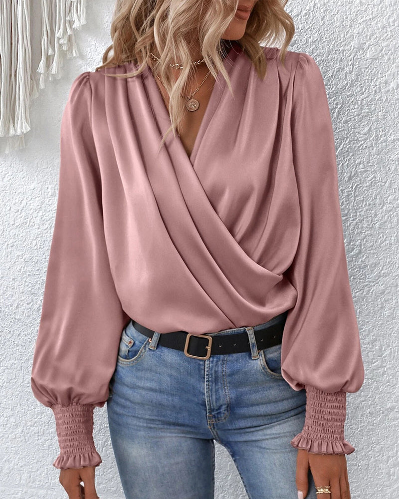 Blouse À Encolure En V Et Coupe Ajustée Pour Femme | Idéale Pour Le Quotidien