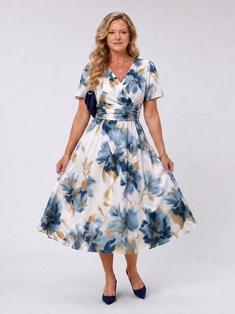 Robe portefeuille à imprimé floral pour femmes