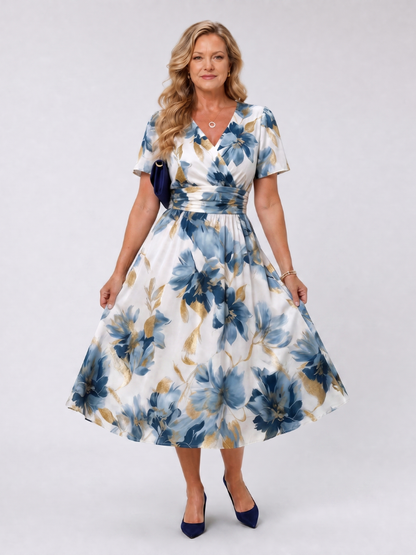 Robe portefeuille à imprimé floral pour femmes