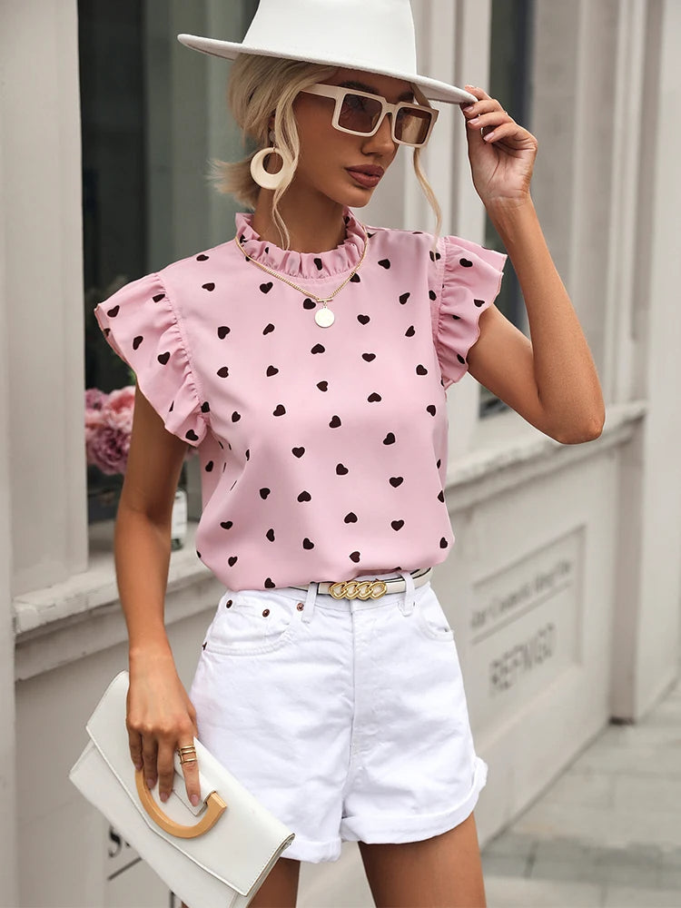 T-shirt À Manches Courtes Avec Volants Pour Femmes | Idéal Pour Usage Quotidien